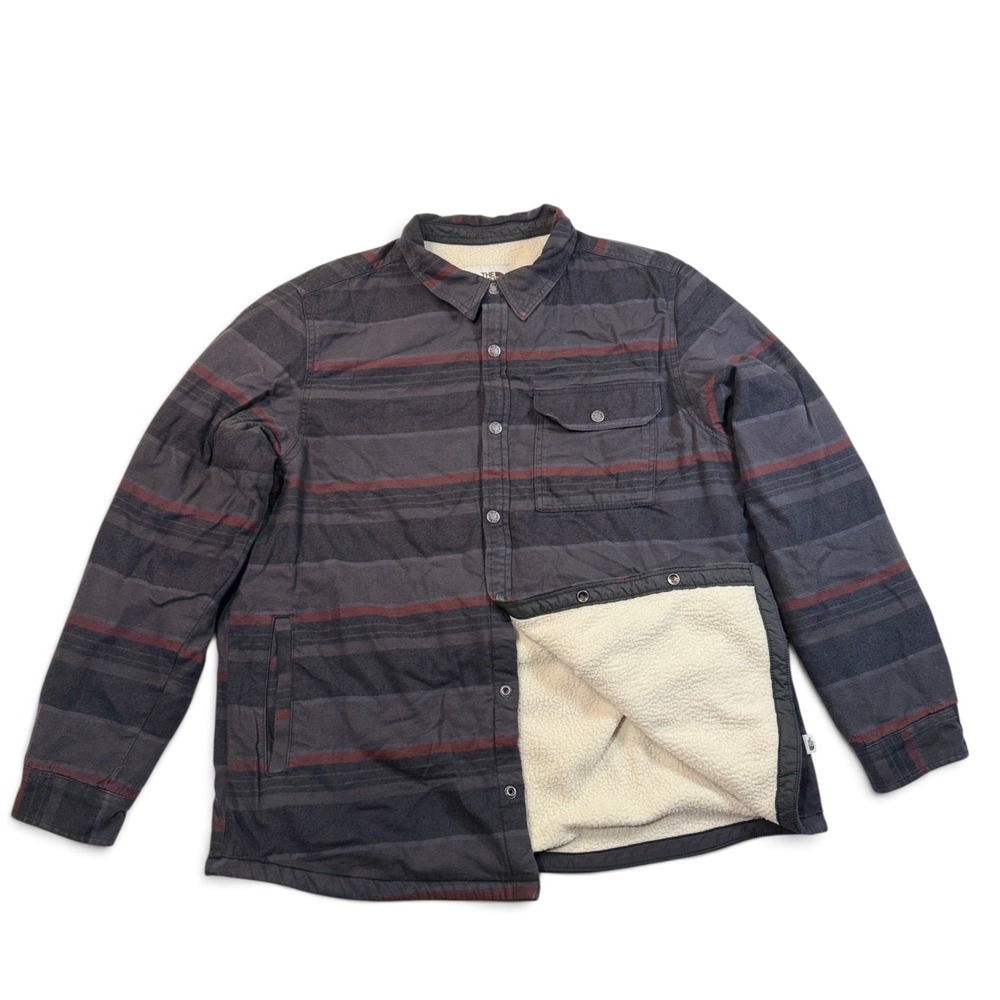 The North Face Campshire Mens XL nsulated Sherpa Lined Flannel Jacket Shirt Gray